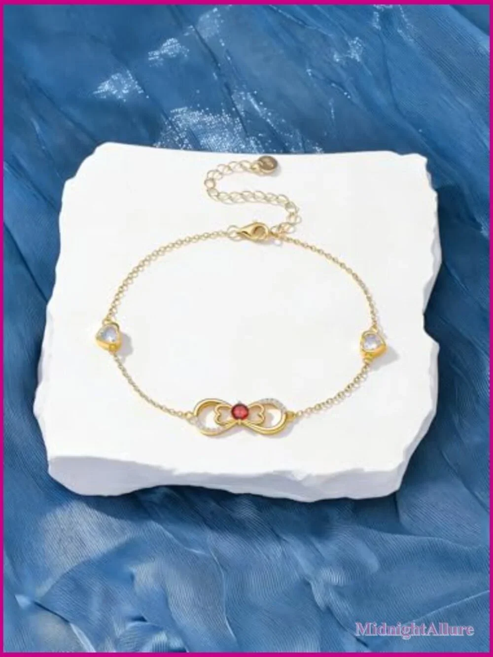 18K Gold Plated Infinity Birthstone Bracelet Link